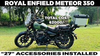 Royal Enfield Meteor 350  27 Accessories Installed  Total Cost ₹62000 [upl. by Acirderf]