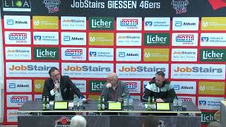 46ersTV Pressekonferenz JobStairs GIESSEN 46ers vs Gartenzaun24 Baskets Paderborn [upl. by Soinotna]