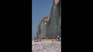 Cliff Collapse at Normandys Petites Dalles Beach Caught on Camera [upl. by Albion784]