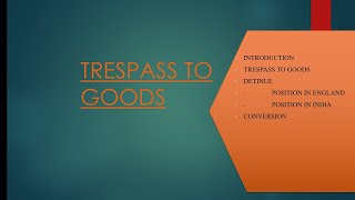 Trespass to Goods  Law of Torts  Easiest Explanation with case laws [upl. by Lednyc]