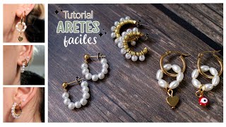 3 IDEAS para hacer ARETES fáciles CREA O RENUEVA✨pearl earrings⚡️ [upl. by Cyrie]