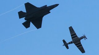 SANICOLE Sunday Airshow 2022 HERITAGE FLIGHT F35A Lightning II Demo Team amp P51 Mustang [upl. by Zack]