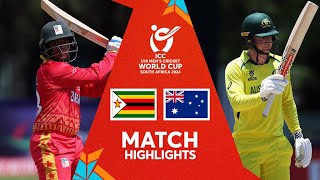 Zimbabwe v Australia  Match Highlights  U19 CWC 2024 [upl. by Konstantin]