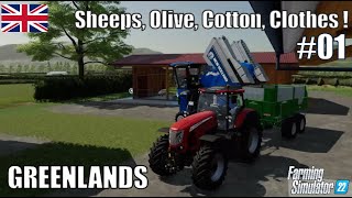 Sheeps Olive Cotton amp Clothes  GREENLANDS 01  FS22 Gameplay  PS5HD [upl. by Rafaello]