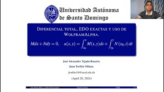 DIFERENCIAL TOTAL EDO EXACTAS Y USO DE WOLFRAMALPHA  Cálculo Vectorial [upl. by Nahallac]