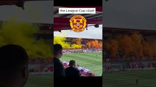 Motherwell Fans Pyros Before the League Cup Clash at Clyde motherwellfc footballshorts [upl. by Jaclin]