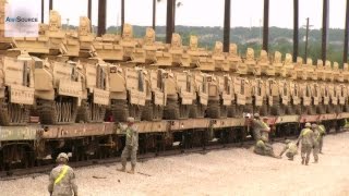 M1 Abrams Tanks amp Bradleys  quotIron Horse Brigadequot Railhead Operations [upl. by Fishback939]