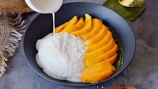 Creamy Mango Sticky Rice Yummy Coconut Rice Recipe [upl. by Ttirrem]