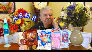 ASMR SAMPLING TWINKIES AND OTHER SNACKS with a WHISPER [upl. by Giavani889]