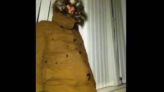 Trying on Fur Lined Hooded Padded Parka Coat by Bagatelle [upl. by Hadlee]