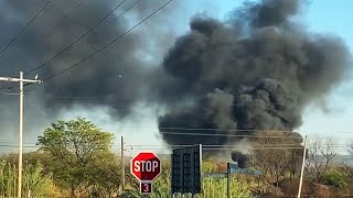 Tyres burning in Pretoria West in South Africa [upl. by Yung]