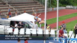 Michaela Meijer SWE  451m  27072017 Leverkusen  GER [upl. by Adnauqaj]