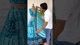 Lehenga making process  Skyblue Printed Designer Sequence Embroidery work Lehenga choli lehengas [upl. by Christoforo]