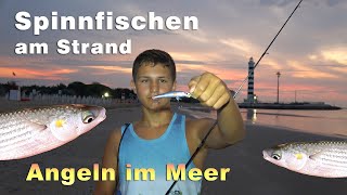 Meeresangeln  Spinnfischen am Strand im Mittelmeer  Angeln in Italien am Meer bei Sonnenaufgang [upl. by Ytsur561]