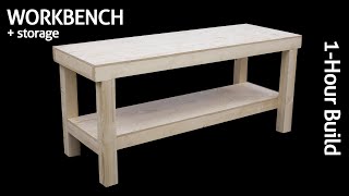 Building a Workbench With Storage in Less Than One Hour  Only One Plywood Sheet and Some 2x4s [upl. by Porter]