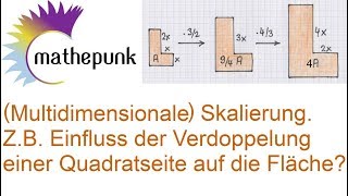 Multidimensionale Skalierung ZB Einfluss der Verdoppelung einer Quadratseite auf die Fläche [upl. by Ecire542]