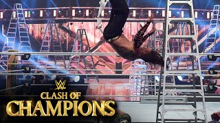 Hardy Swanton Bombs off a ladder onto Zayn WWE Clash of Champions 2020 WWE Network Exclusive [upl. by Retsel]