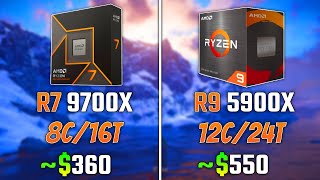 AMD RYZEN 7 9700X vs RYZEN 9 5900X  Test in 6 Games [upl. by Aihsekan739]