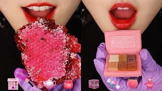 PINK FOOD ASMR EDIBLE COSMETICS HONEYCOMB ASMR EMOJI FOOD ASMR 🍬 [upl. by Eidarb92]