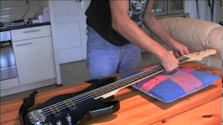 Preparing cleaning and changing flatwound bass strings [upl. by Attenahs]