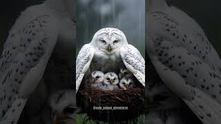 Mother Owl Protects Her Owlets From The Rain birds rain owl mother [upl. by Merrili]