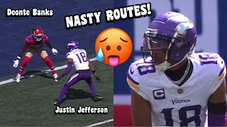 Justin Jefferson Vs Deonte Banks 🥵 WR vs CB Vikings vs Giants 2024 highlights [upl. by Auroora651]