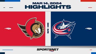 NHL Highlights  Senators vs Blue Jackets  March 14 2024 [upl. by Mollie754]