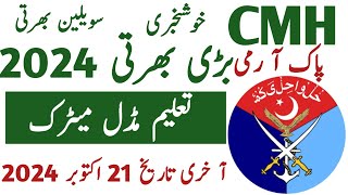 Combined Militry hospital lastest jobs 2024CMH jobs 2024pak army latest cmh job [upl. by Ayahsey]