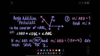 Geometry Lesson 15 Angle Addition Postulate [upl. by Eledoya720]