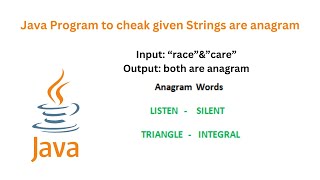 Java program to check both words are Anagram in the given String [upl. by Ackler658]