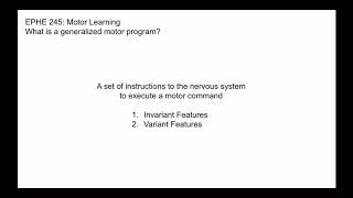 Motor Programs [upl. by Cannon]