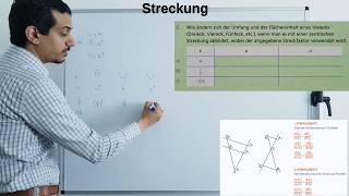 Mathe 9 Klasse Streckung Streckungsfaktor für Umfang Fläche und Volumen [upl. by Deelaw]