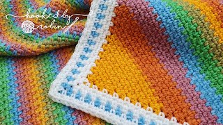 How to Crochet a C2C Moss Stitch Rectangle Blanket [upl. by Ahsinat]