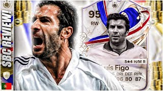 95 RATED GREATS OF THE GAME ICON LUIS FIGO SBC REVIEW IN EAFC 24 [upl. by Folly]