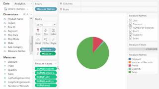 How to create a pie chart using multiple measures in Tableau [upl. by Ennirok]