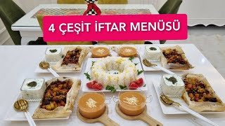 4 ÇEŞİT İFTAR MENÜSÜ😋 KAĞIT KEBABI MISIRLI PİRİNÇ PİLAVI DOMATES ÇORBASI CACIK😍 [upl. by Ahsiekan]