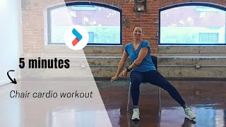 5 minutes  Chair cardio workout [upl. by Enoob183]