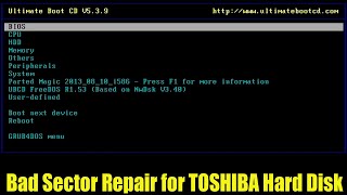 How To Check amp Repair TOSHIBA Hard Disk Bad Sector Using Ultimate Boot CD  हार्ड डिस्क रिपेयर टूल [upl. by Iridis]