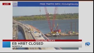 Unplanned road work leads to closure at Hampton Roads BridgeTunnel [upl. by Suehtomit]