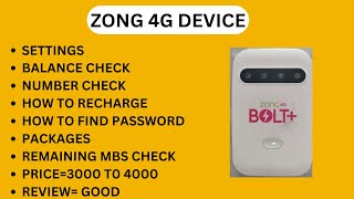 ZONG 4G DEVICE Review Check Number Check Balance Recharge Package and much more [upl. by Alius]