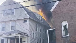 Hartford firefighters battling structure fire on Russ Street [upl. by Efinnej]