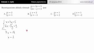 3 Układ równań matura poprawkowa z matematyki 2011 [upl. by Swec]