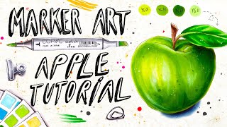 Copic Marker Tutorial for beginners  How to draw an apple with alcohol markers [upl. by Broucek]