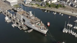 Launch of the Tournai  3rd mine countermeasure vessel [upl. by Aynotahs289]