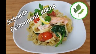 15 Minuten Küche  Lachs mit Spinat und Nudeln  schnelle Rezepte [upl. by Anail]