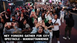 New Yorkers gather for Manhattanhenge [upl. by Akiria]