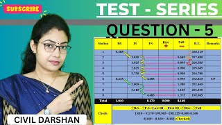 TEST SERIES Q5 Readings taken with a level amp 5 m levelling staff Calculate RL by Rise amp Fall Method [upl. by Aronos]