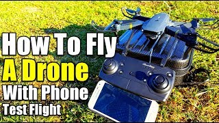 Eachine E58 How To Fly Drone With Phone UFO App Test Flight Review [upl. by Solakcin]