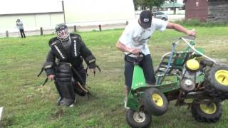 Redneck Stunts The Lawnmower Car Jump [upl. by Hadden691]