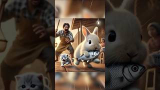 Cute rabbit rescued the poor little kitten rabbitcat kitten funny [upl. by Reh972]